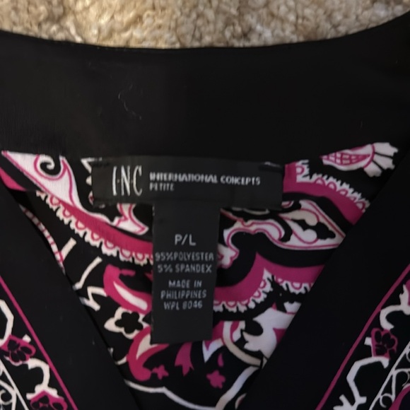 🍍 INC International Concepts black pink EUC Paisley Long sleeve Midi Dress P/L🍍 - Picture 2 of 3